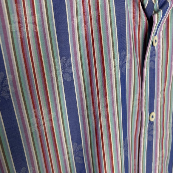 Bugatchi Uomo Striped Flip Cuff Casual Long Sleeve Shirt Size Medium - Picture 8 of 12